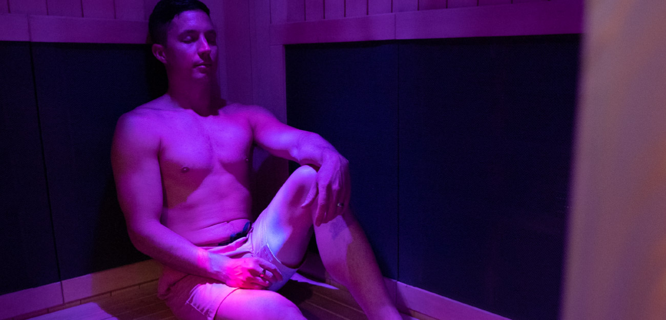 Man in infrared sauna