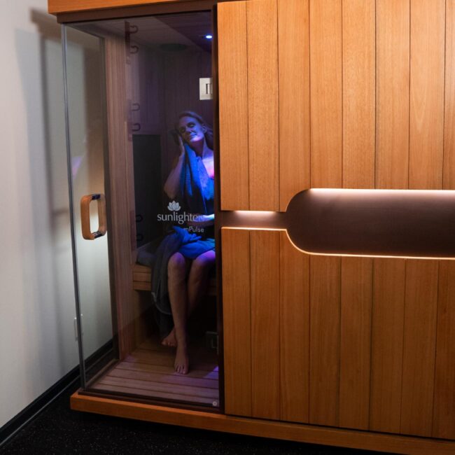 Woman in infrared sauna